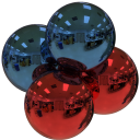 alpha particle, blue and red