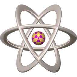 atom image 256 px radioactive, flattened orbits
